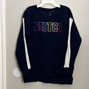 Náutica‎ Kids Girls Blue Logo Crew Neck Sweater Size L(12/14)
